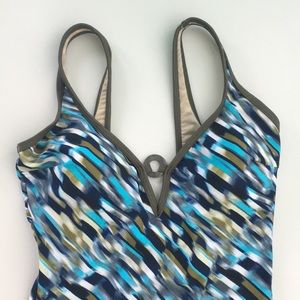 Gottex Olive & Blue One piece Swimsuit